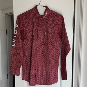Ariat Men's Long Sleeve Burgundy Geo-Print Button Down Shirt